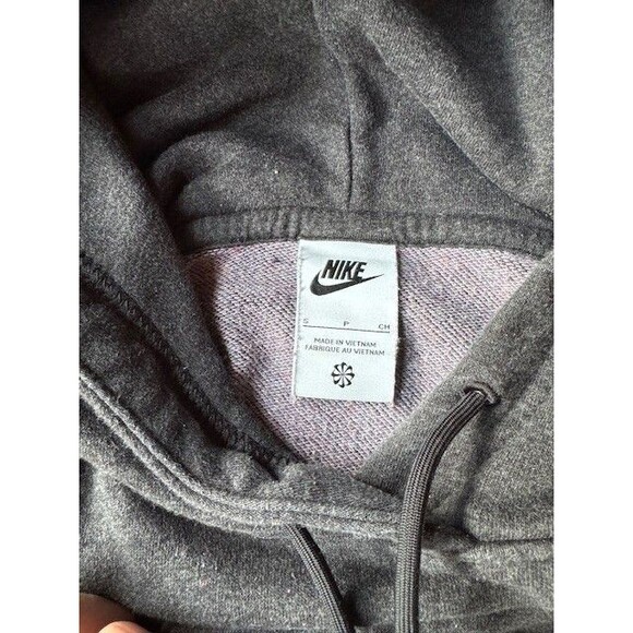Nike Essentials Fleece Hoodie Womens SML Gray Brushed Center Swoosh Multi Color - Picture 3 of 6
